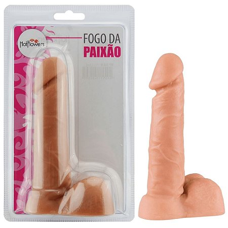 Prótese Sem Vibro Com Escroto Fogo Da Paixão 14,5X4,6CM