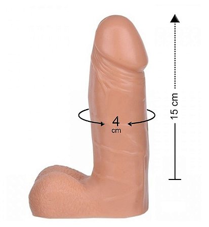 Prótese Realístico 15X4Cm Cor bege C/ Escroto S/ Vibro