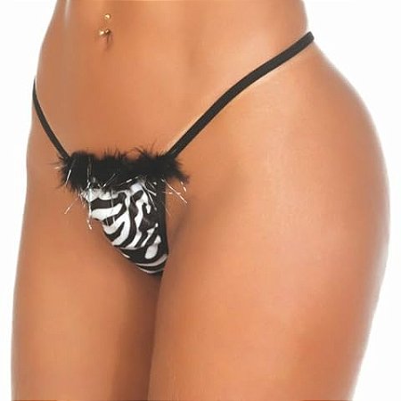 Calcinha Tanga Fio Dental Zebra Tam Único