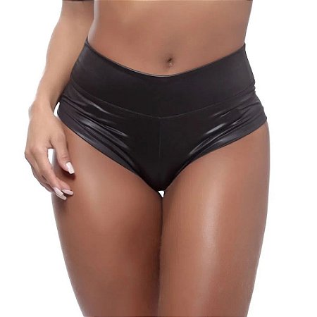 Mini Shorts Super cavado Dominação Preto em Cirré