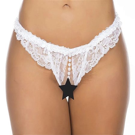 Tanga Fio Dental Delícia Tailandesa Tamanho Único Branca