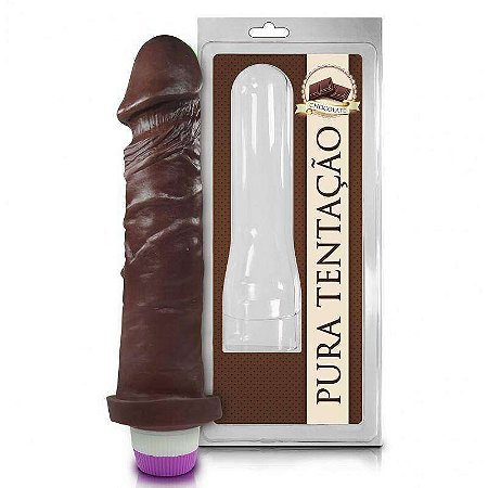 Prótese Realística Aromático  Com Vibro  Pura Tentação Chocolate  18X4,4Cm- 2 PILHAS DE BRINDE