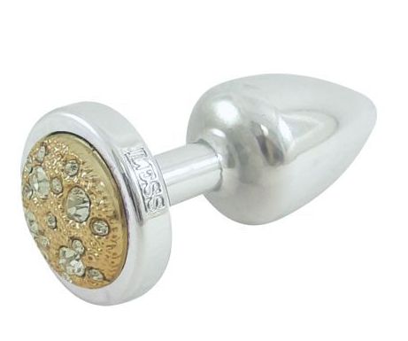 Plug Anal Less Prata Com Pedra Cravejada Dourado TAM P - HA143CD