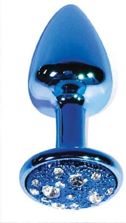 Plug M Azul Com Pedra Cravejada Em Strass HA135A