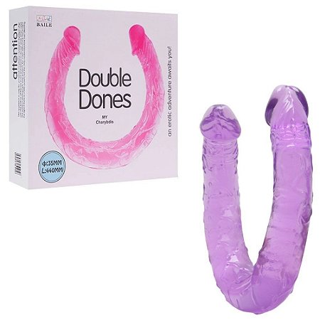 Dildo Prótese Dupla Em Jelly Super Flexível  Double Dones I Cor: Roxo