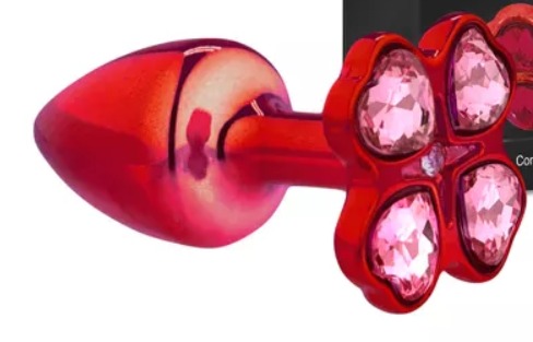 Plug de Metal Vermelho Com Trevo Cor Vermelho TAM-P (HA137V)