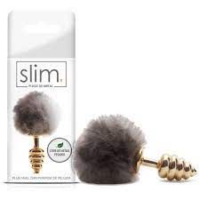 Plug Anal Em Metal com Pompom De Pelucia 6,5X 2,9 CM LINHA SLIM