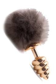 Plug Anal Dourado Com Rabo Pompom - Tam P -Linha Slim