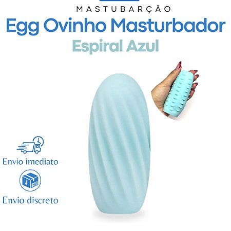 EGG Ovinho  Masturbador Masculino Macio Silicone Texturizada Por Dentro  Cor Azul