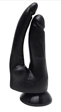 Pênis Duplo Com Ventosa 17CM Cor Black