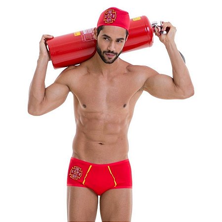 Kit Fantasia masculina Cueca Bombeiro -1 Cueca e 1 Boina