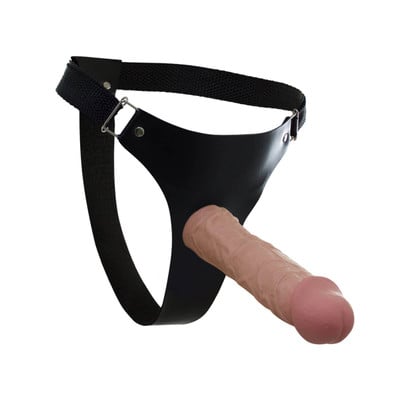Cinta Peniana em Couro Sintético com Prótese em Formato de Pênis Realístico 20x5cm