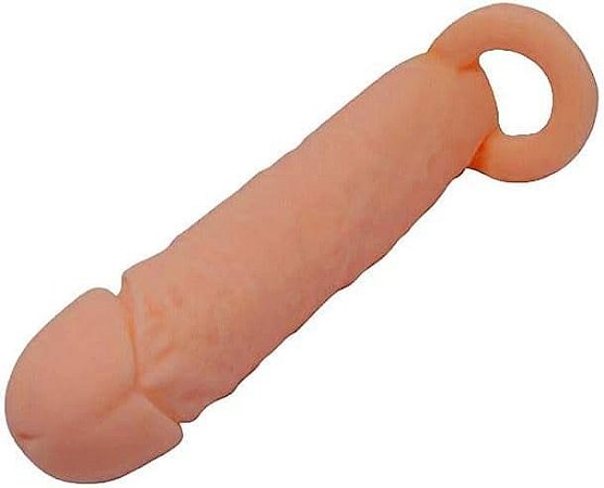 Capa Peniana 16cm x 4cm Extensora Cyberskin com Anel para Escroto Pretty Love Tamanho Penetrável 12cm x 3,2cm