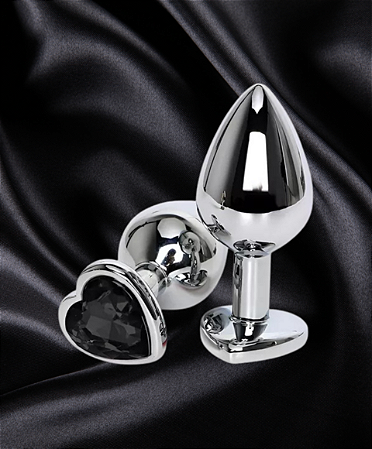 Plug Anal de Coração Aço Inox - Tamanho G -Cor Preto