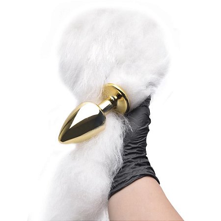 Plug LESS Dourado Com Rabo Branco/ HA170DB- TAM G