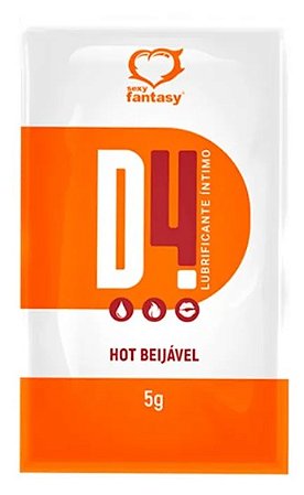 Lubrificante Beijável Íntimo D4 Sachê 5g -HOT -Laranja