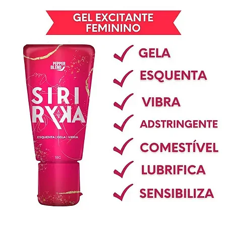 Gel Excitante Feminino Comestível  Funções Deliciosas Siri Ryka 18gr Com Gostinho de Lichia