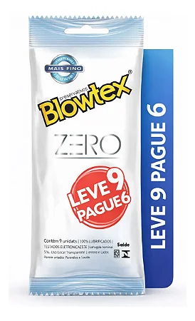 Preservativo Lubrificado Zero Mais Fino Leve 9 Pague 6 Blowtex Medidas: 52 mm