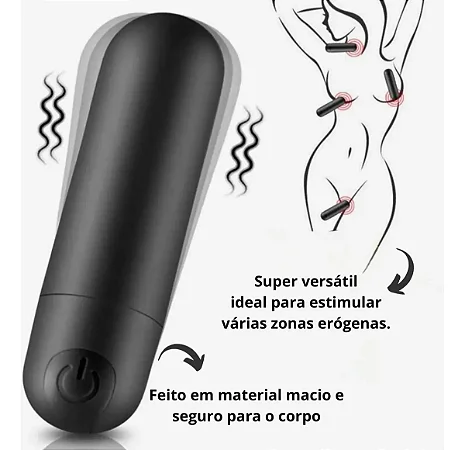 Bullet Recarregável Power da Pretty 12 Níveis De Vibração- Recarregável Por USB/Tomada