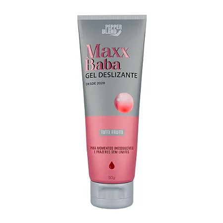 Lubrificante Gel Deslizante à Base de Água Maxx Baba 50gr Perfeito Para Penetração Sexo Oral e Beijo Grego- Sabor Tutti-