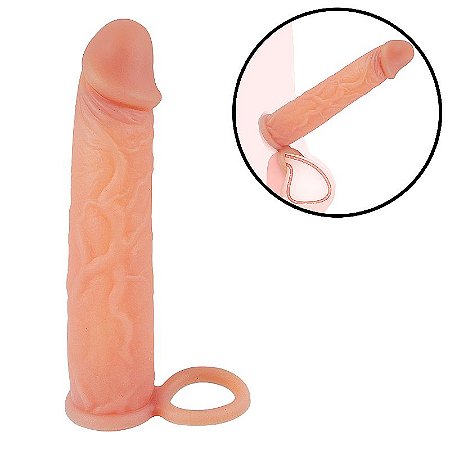 Capa Peniana com Anel - Emborracha Ultra Macia e Flexível Em Silicone 19.0 x 3.6