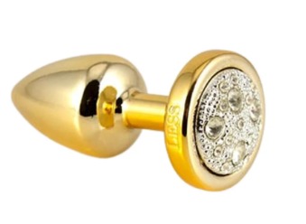 Plug Anal Less  Dourado Com Pedra Cravejada Cromada Prata TAM P -HA143DC