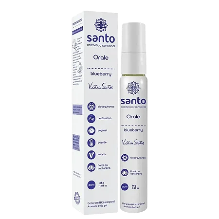Gel Beijável Comestível Orale Blue Berry 30ml Santo- Sabor Blueberry