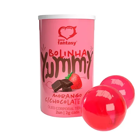 Bolinha Beijável Yummy Função Explosiva- C/2 Unidades (Sabor Morango C/ Chocolate)