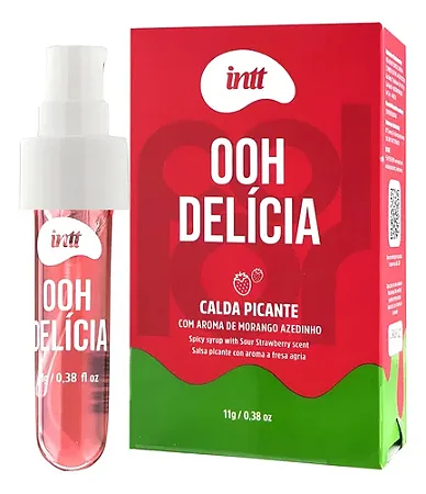 Ooh Delícia INTT – Calda Beijável de Morango Azedinho com Toque Picante, 11g de Prazer Intenso