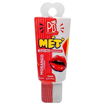 Mét Lubrificante Corporal Beijável 15ml Linha PB Eróticos - SABOR Morango