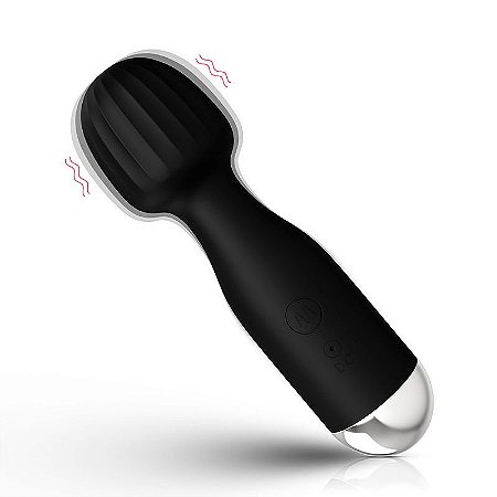 Varinha Mágica Recarregável Estimulador de Clitóris e Seios - Mina -BLACK-