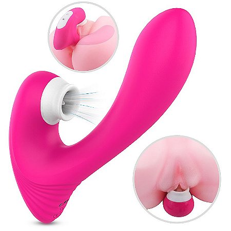Vibrador de clitóris - Com Língua em Silicone - Pink -Recarregável-PRODUTO SEM CAIXA