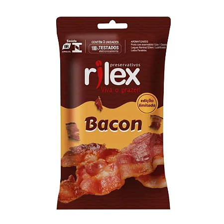 Preservativo Lubrificado Com Aroma de Bacon Rilex 3 Unidades ( Ediçao Limitada)