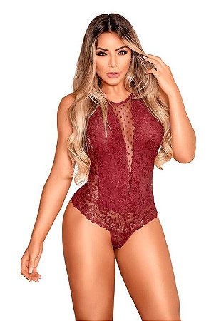 Body em Renda e Tule Poá- COR Sensuale- TAM GG Y7083