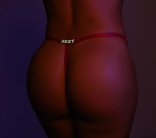 Calcinha Ajustável Sexy Hot Frase Brilha No Escuro Neon- SEXY -VERMELHO-Y5078
