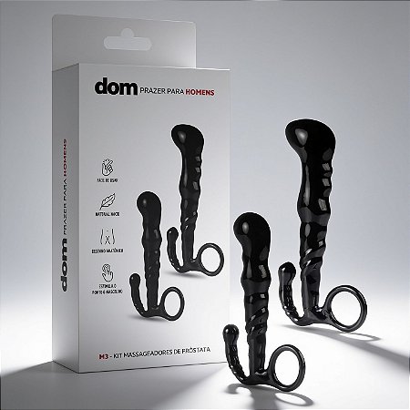 Kit com 2 Massageadores de Próstata em Silicone com Tamanhos Diferentes - Plug Anal Dom M3
