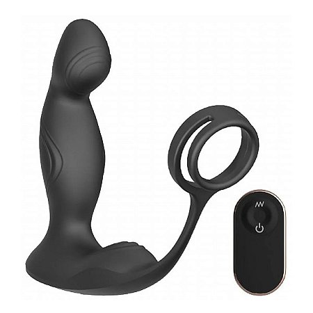 Estimulador de Próstata com Anel Escrotal, Aquecedor e Vibrador 12 Velocidades, Controle Remoto e USB