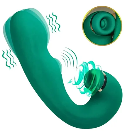 Sugador Com Pulsação Vibrador de Clitóris Ponto G Multifuncional 3 Em 1 Vibra Pulsa Suga Recarregável USB- VERDE-
