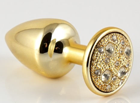 Plug de Metal Com Pedras Cravejadas (HA134D) TAM P- DOURADO PEDRAS CRAVEJADAS-