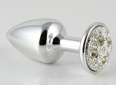 Plug de Metal Com Pedras Cravejadas (HA134C) TAM P- PRATA PEDRAS CRAVEJADAS-