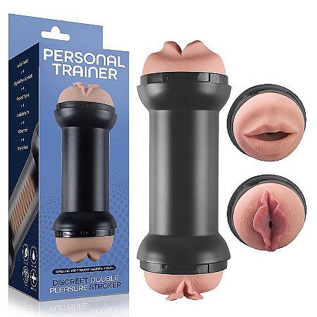 Masturbador Lanterna Dupla com Vagina e Boca em Cyberskin-Possui 2 Canais Para Uma Melhor Masturbação.