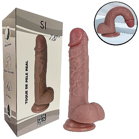 Pênis Realístico com Ventosa- Lubrificar Antes da Penetração Para Uso Anal ou Vagina-- 20,0 x 3,8 ( Medidas Aproximadas)