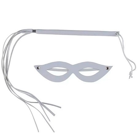 Kit Dominadora Perfeito Para Você Sensualizar -BRANCA-1 Máscara 1 Chicote Fino-