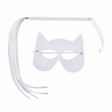 Kit Mascara + Chicote Mulher Gato Chicote Fino De Franja- Cor Branco-