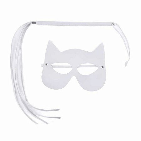 Kit Mulher Gato C/ Chicote Fino De Franja Branco