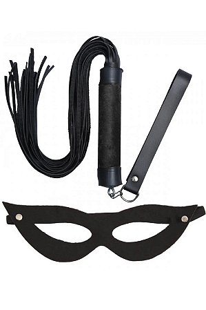 Kit - 1 Chicote em Tiras e 1 Mascara Tiazinha- BLACK-