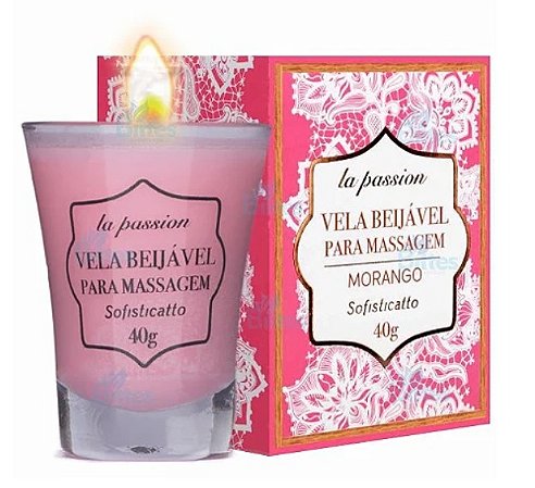 Vela Beijavel Perfumada Para Massagem Corporal 40g- Sabor Morango