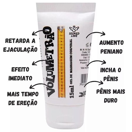 Gel Volumetrão Vasodilatador Sensação de Aumento Peniano Retarda a Ejaculação 15ml
