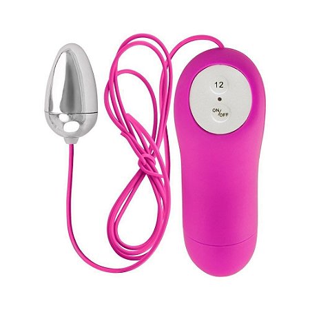 Vibrador Bullet Em Microcápsula Cromada Com 12 Velocidades- Cor Magenta- 2 PILHAS DE BRINDE