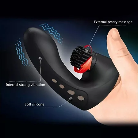 Dedeira Recarregável Com Estimulador Clitoriano Rotativo Com 3 Vibrações- Estimulação da Vagina e Clitóris